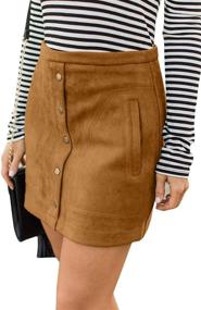 img 2 attached to Meyeeka Womens Waist Button Skirts Women's Clothing : Skirts