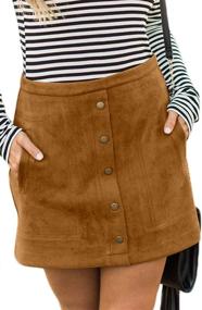 img 3 attached to Meyeeka Womens Waist Button Skirts Women's Clothing : Skirts