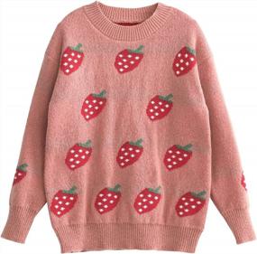img 2 attached to Yimoon Women'S Kawaii Sweater Cute Strawberry Crewneck Knit Pullover Sweater