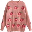 yimoon women's kawaii sweater cute strawberry crewneck knit pullover sweater logo