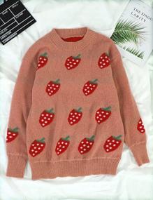 img 1 attached to Yimoon Women'S Kawaii Sweater Cute Strawberry Crewneck Knit Pullover Sweater