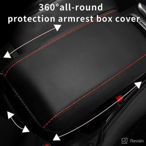 img 2 attached to 🚗 Waterproof Red Car Armrest Cover for 2019-2022 Nissan Altima - TTX LIGHTING Automotive Center Console Protector