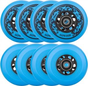 img 4 attached to AOWISH 85A Inline Skate Wheels For Outdoor Hockey Roller Blades - Includes ABEC-9 Bearings And Floating Spacers (8-Pack)