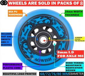 img 1 attached to AOWISH 85A Inline Skate Wheels For Outdoor Hockey Roller Blades - Includes ABEC-9 Bearings And Floating Spacers (8-Pack)