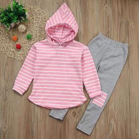 img 3 attached to Striped Long Sleeve Hoodie Pants Outfits For Toddler Girls, Ideal For Fall And Winter, Sizes 2-6Y