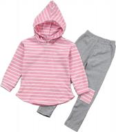 striped long sleeve hoodie pants outfits for toddler girls, ideal for fall and winter, sizes 2-6y logo