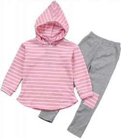 img 4 attached to Striped Long Sleeve Hoodie Pants Outfits For Toddler Girls, Ideal For Fall And Winter, Sizes 2-6Y