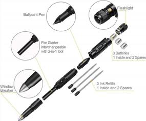 img 3 attached to Tactical Pen With Flashlight, Fire Starter, Ballpoint Pen & Key Tool - Unique Gifts For Men, Perfect For Dad - ISPANDY Black - Ideal Gadget For Christmas Stocking Stuffers
