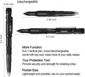 img 2 attached to Tactical Pen With Flashlight, Fire Starter, Ballpoint Pen & Key Tool - Unique Gifts For Men, Perfect For Dad - ISPANDY Black - Ideal Gadget For Christmas Stocking Stuffers