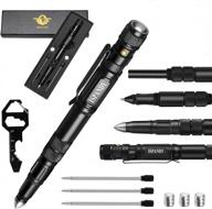 tactical pen with flashlight, fire starter, ballpoint pen & key tool - unique gifts for men, perfect for dad - ispandy black - ideal gadget for christmas stocking stuffers logo