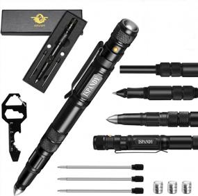 img 4 attached to Tactical Pen With Flashlight, Fire Starter, Ballpoint Pen & Key Tool - Unique Gifts For Men, Perfect For Dad - ISPANDY Black - Ideal Gadget For Christmas Stocking Stuffers