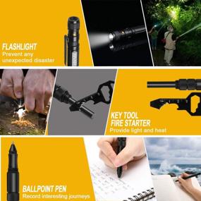 img 1 attached to Tactical Pen With Flashlight, Fire Starter, Ballpoint Pen & Key Tool - Unique Gifts For Men, Perfect For Dad - ISPANDY Black - Ideal Gadget For Christmas Stocking Stuffers
