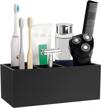 luxspire 5 slot toothbrush razor holder stand - resin decorative dental storage organizer for bathroom accessories set vanity counter sink caddy - black logo
