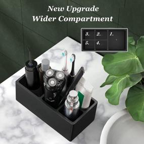 img 3 attached to Luxspire 5 Slot Toothbrush Razor Holder Stand - Resin Decorative Dental Storage Organizer For Bathroom Accessories Set Vanity Counter Sink Caddy - Black