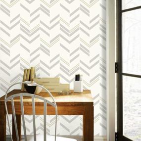 img 3 attached to Gray Chevron Stripe Peel And Stick Wallpaper By RoomMates - 20.5" X 16.5 Feet