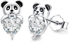img 4 attached to 925 Sterling Silver Panda Bear Earrings For Women - Hypoallergenic Animal Pet Studs Sensitive Ears