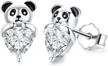 925 sterling silver panda bear earrings for women - hypoallergenic animal pet studs sensitive ears logo