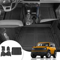 🚗 maxzina fit 2021 2022 ford bronco all-weather tpe floor mats & trunk mat set - compatible and ideal 2022 bronco accessories 4 door (rear trunk mat + floor mats) logo