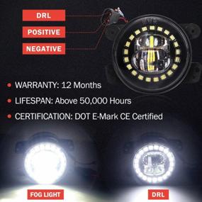 img 1 attached to 7 Inch LED Headlights With DRL High Low Beam + 4 Inch Halo Ring Fog Lights Compatible With Jeep Wrangler JK JKU TJ LJ 1997-2018, Black