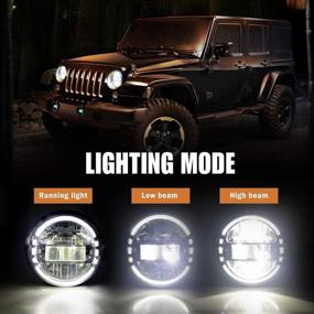 img 2 attached to 7 Inch LED Headlights With DRL High Low Beam + 4 Inch Halo Ring Fog Lights Compatible With Jeep Wrangler JK JKU TJ LJ 1997-2018, Black