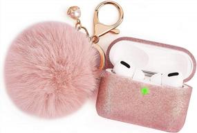 img 4 attached to Protect Your AirPods Pro In Style: Filoto Rose Gold Silicone Case With PomPom Keychain For Women And Girls