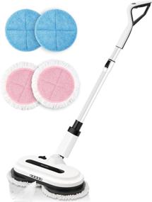 img 4 attached to Secura Electric Mop: Cordless Spin Mop with Water Spray, LED Headlight, and Extended 60-Minute Powerful Floor Scrubber. Ideal Floor Cleaner for Hardwood, Tile, and Laminate Floors.