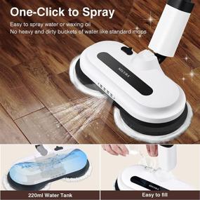 img 1 attached to Secura Electric Mop: Cordless Spin Mop with Water Spray, LED Headlight, and Extended 60-Minute Powerful Floor Scrubber. Ideal Floor Cleaner for Hardwood, Tile, and Laminate Floors.