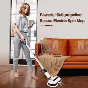 img 3 attached to Secura Electric Mop: Cordless Spin Mop with Water Spray, LED Headlight, and Extended 60-Minute Powerful Floor Scrubber. Ideal Floor Cleaner for Hardwood, Tile, and Laminate Floors.