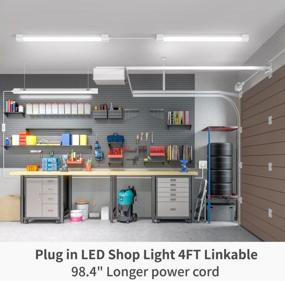 img 3 attached to 4FT LED Shop Light Linkable - 36W Plug In Utility, 3600LM 5000K Белый дневной свет, IP66 Водонепроницаемый светильник для гаража / мастерской / склада / офиса