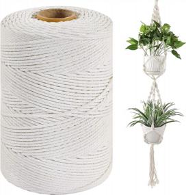 img 4 attached to 🧶 QUEFE 3mm x 437 Yard Natural 4 Strand Cotton Macrame Cord - Ideal for Wall Hanging, Plant Hangers, Knitting, and Decorative Projects