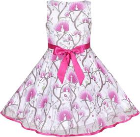 img 3 attached to 🌸 Adorable Sleeveless Girls Clothing: Purple Ribbon Ruffle Floral Dresses