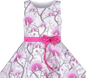 img 2 attached to 🌸 Adorable Sleeveless Girls Clothing: Purple Ribbon Ruffle Floral Dresses