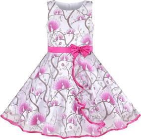 img 4 attached to 🌸 Adorable Sleeveless Girls Clothing: Purple Ribbon Ruffle Floral Dresses