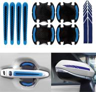🚗 amjilt 10 pcs universal car door handle scratch protector kit with bowl handle and side mirror stickers - enhanced safety, 3d reflective stickers in blue логотип
