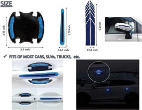 img 2 attached to 🚗 AMJILT 10 Pcs Universal Car Door Handle Scratch Protector Kit with Bowl Handle and Side Mirror Stickers - Enhanced Safety, 3D Reflective Stickers in Blue