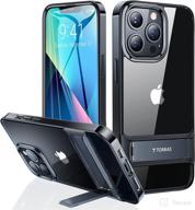 🌙 torras moonclimber iphone 13 pro case 6.1 inch - [3 stand ways metal kickstand] military drop protective non-yellowing anti scratch slim hard ultra clear case with kickstand 2021 - black логотип