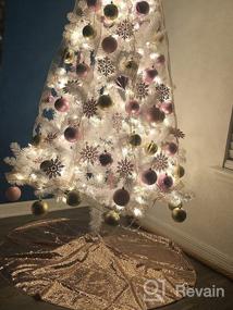 img 7 attached to Добавьте блеска своему Рождеству с 48-дюймовой юбкой TRLYC Blush Sequin Tree - идеально подходит для внутреннего и наружного украшения!