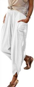 img 4 attached to Utcoco Womens Casual Baggy Elastic Waist Relaxed Fit Cotton Linen Beach Harem Pants