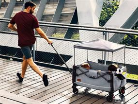 img 2 attached to 🚋 EVER ADVANCED Foldable Wagon Stroller: Collapsible Folding Toddler Wagon for 2 Kids & Cargo, Lightweight & Airplane-Friendly
