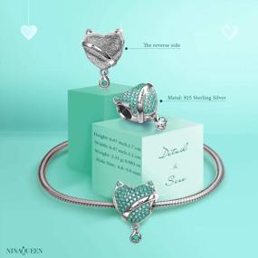 img 3 attached to NINAQUEEN Birthstone Charms 925 Sterling Silver Christmas Gifts Beads Made With AAAAA Cubic Zirconia, Jewelry Box Gift Ready Package, Clover/Heart/Kitty Style