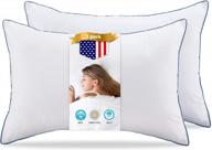 premium goose feather and polyester fiber pillows by puredown®, made in usa with hotel collection cotton covers, 2 pack of standard size (20x26 inches), medium to firm support for restful sleep. logo