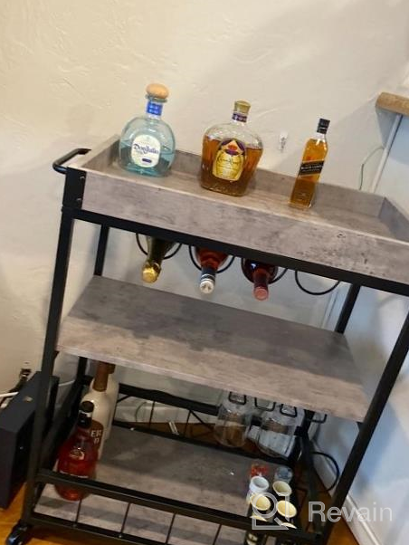 img 1 attached to Rustic Industrial Bar Cart - Haotian FKW56-HG Myra Mobile Kitchen Serving Trolley review by Robert Elder