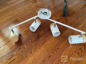 img 6 attached to E26 4-Light Adjustable Track Lighting Kit With Metal & Wood Shade - Perfect For Living Room, Kitchen Or Utility Room (White)