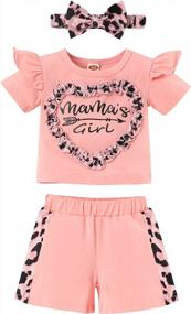 img 4 attached to Adorable Toddler Baby Girl'S Clothes Set: Daddy'S Mama'S Girl T-Shirt, Shorts, And Headband - Perfect For Summer Outfits (3Pcs)