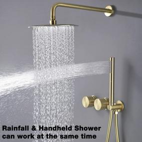 img 2 attached to Upgrade Your Shower Experience With TRUSTMI 10 Inch Rainfall Shower System In Brushed Gold - Complete Faucet Set With 3 Functions And Handheld Head