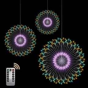 img 4 attached to HandSonic Firework Night Light Upgrade 4 Colors With 198 Lamp Beads, Dandelion Lamp Remote Control LED, 8 Modes Starburst Lights Waterproof, Fantasy Gardening Lights For Family Party