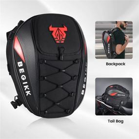 img 3 attached to 🏍️ Ultimate Protection and Convenience: MOTOROFF Motorcycle Helmet Bag (L size Full-Face) Backpack Tail Bag in Stunning Red and Black