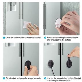 img 1 attached to 🔒 JIAN BOLAND Fridge Lock, Child/Baby Security Cabinets Limit Lock Refrigerator Lock - Magnetic Key for Safe Drawer and Window Closure - No Passwords or Extra Keys Required (2 Pack Black)