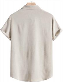 img 3 attached to WDIRARA Men'S Button Up Short Sleeve Beachwear Striped Pocket Hawaiian Shirt Collar Top Shirts
