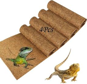 img 4 attached to PINVNBY Reptile Carpet, Bearded Dragon Coconut Fiber Mat, Lizard Terrarium Liner Pads, Tortoise Bedding Supplies for Gecko, Snake, Chameleons (4 Sheets / 19.7x11.8x0.4inches)